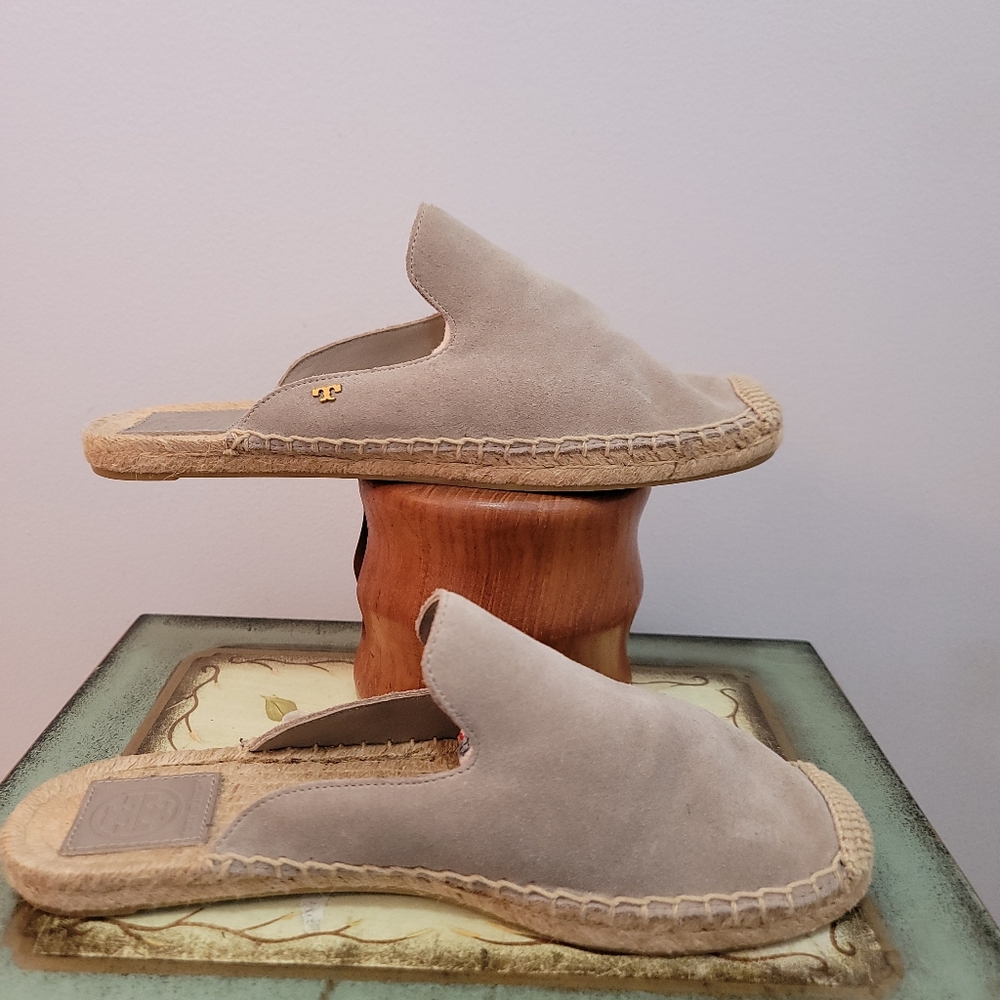 Tory Burch Light Tan Suede Espardrille Mule Size 7 - Picture 3 of 8